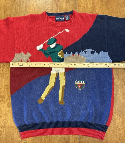 Vintage 90s Golf AOP Knit Sweater XL Par Four - Picture 6 of 7
