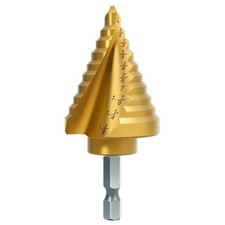 Titanium Spiral Step Drill Bit 1/4 to 1-3/8 HSS Hex Shank 10 Sizes