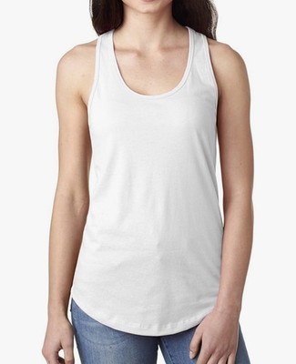 3 Pk Next Level Ladies' Ideal Racerback Cotton Polyester Tank Top N1533 - White