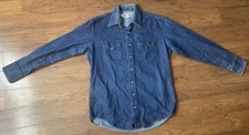VTG Drysdales Denim Pearl Snap Long Sleeve Shirt Medium Cowboy Ranch USA Made