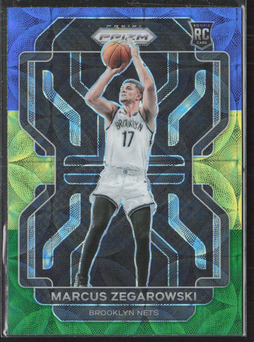 2021-22 Panini Prizm #300 Marcus Zegarowski Choice Blue Yellow Green Nets (A2)