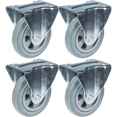 160mm 6'' castor grey rubber tyre fixed strong 540kg capacity, set of 4