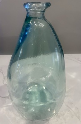 Extra large balloon vase, recycled glass green tinted. 14.5 , irregular shape.