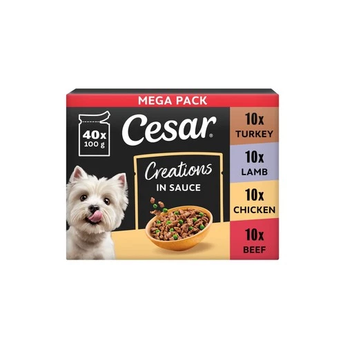 120 x 100g Cesar Luxury Adult Wet Dog Food Pouches Mixed Favourites in Gravy deal from eBay
