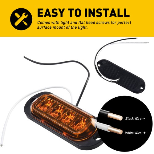 Amber/Red 4-LED Side Marker Light RV Truck Trailer Clearance Light Waterproof - 第 9/23 張圖片