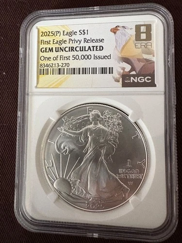2025 (P) American Silver Eagle – First Eagle Privy – NGC GEM UNC