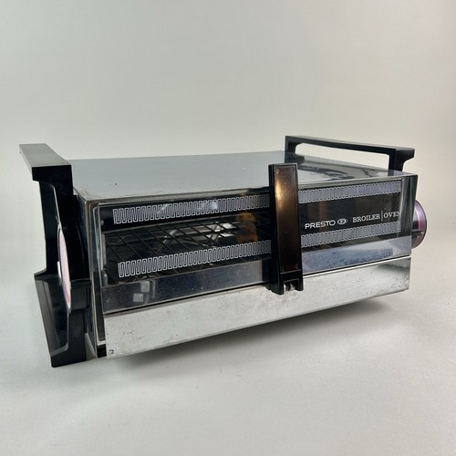 Vintage Presto Broiler Toaster Flip Oven 1968 MCM Space Age Chrome PT18T WORKS