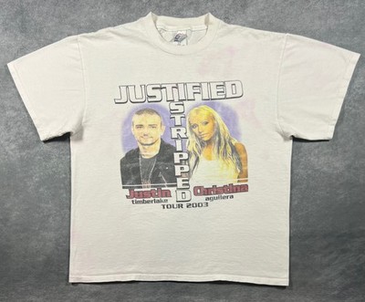 Vintage 2003 Justin Timberlake Christina Aguilera Justified Stripped Shirt L