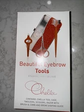 Brow Tool Kit Tweezers, Scissors, Razor W/Brush & Comb Brow Shaping Guide Chella
