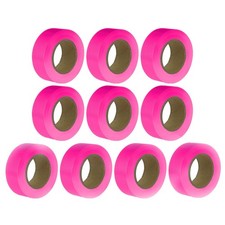 Pink Flagging Tape 10 Pack,Surveyors Tape,1" × 1500' Survey Tape,Tree Marking...
