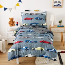 Race Car Toddler Bedding Set for Boys, Cute Colorful Sports Car Supercar Wheels,