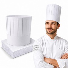 15 Pack Chef Hats - Adjustable 9 Inch White Paper Chef Caps Set Vented Chef Hats