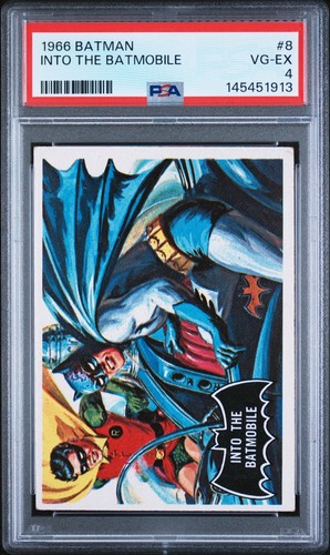 1966 Topps Batman Black Bat #8 Into the Batmobile — PSA 4