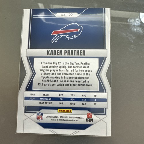 2025 Panini Donruss Elite Kaden Prather RC #’d/999 Buffalo Bills - Bild 3 von 3