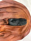 Vintage Abstract Leather Wall Art Sculpture Face w Draped Veil Signed 1996  — photo 2