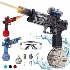 Electric Water Gun Toy Auto Continuous Firing Water Guns w/ Realistic Gun Muzzle
