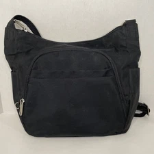 Travelon Crossbody Anti-theft Classic RFID Blocking Black Bucket Bag 10”x14”