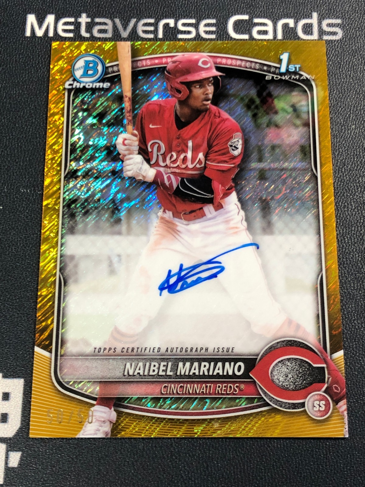 2025 Bowman Chrome Naibel Mariano 1st Bowman Gold Shimmer Refractor Auto 50/50