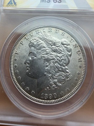 1890 Morgan Silver Dollar ANACS MS63 BU Nice Luster