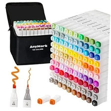 AnyMark Alcohol Markers Colors Dual Tip Art Coloring Markers Set for Kids 100