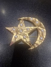 moon star Large brooch Gold
