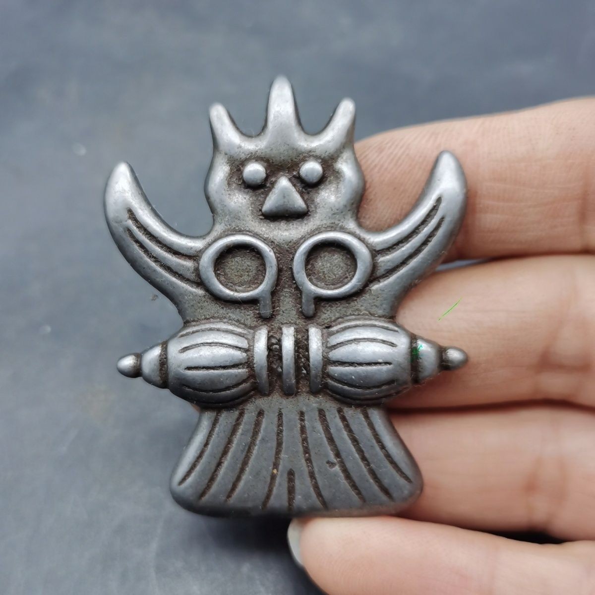 Tibetan Iron Garuda Bird Double Vajra Thokcha Amulet Pendant Buddhist Protective
