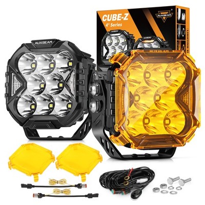 AUXBEAM 4'' LED Driving Work Lights Pods Offroad Cube Ditch Light DRL&Turn Signal