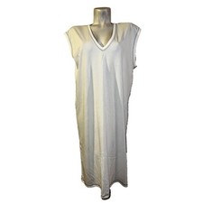 Zara Collection Woman Basic White Contrast Stitch Sleeveless V-Neck Midi Dress M
