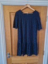 Next Tall dress size 12 blue lace midi zip back elegant occasion wedding guest