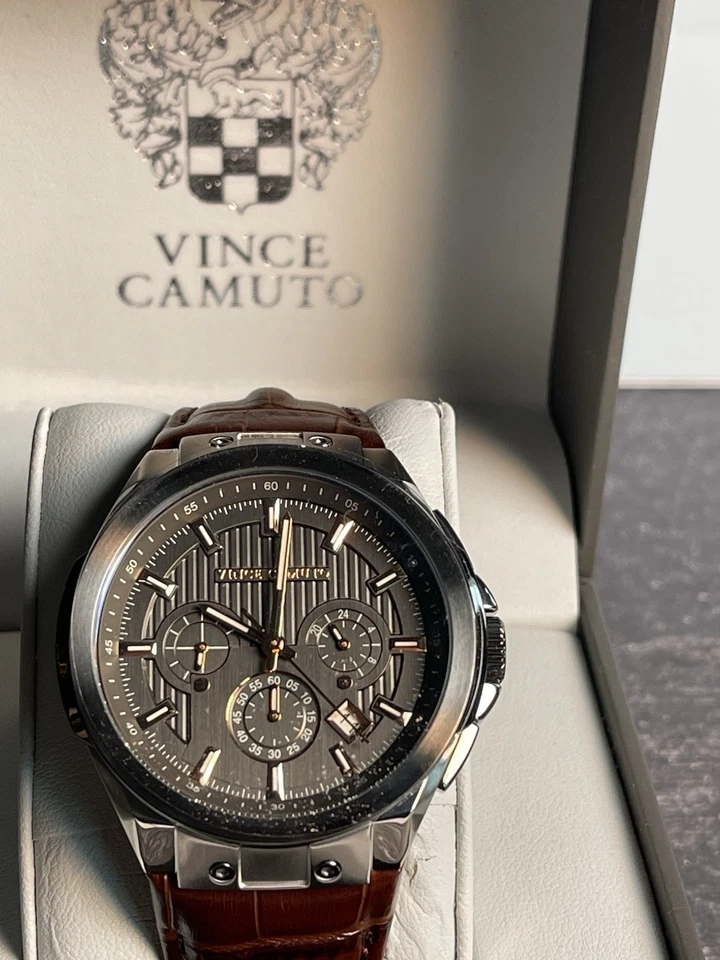 Vince Camuto VC/1111SG Men's Chronograph Watch 5ATM VD53(3) BRN Leather -See Det - Image 2 of 4