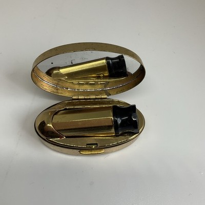 Vintage Max Factor Hi Society Gold White Lipstick Case with Mirror + Lipstick