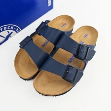 Birkenstock Arizona Blue Leather Birko-Flor Sandals EU37-45 Narrow/Wide Unisex
