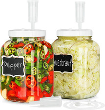 2 Pack 1 Gallon Large Fermentation Jars W 2 SCREW Lid and 3 Airlock - 100 Airti