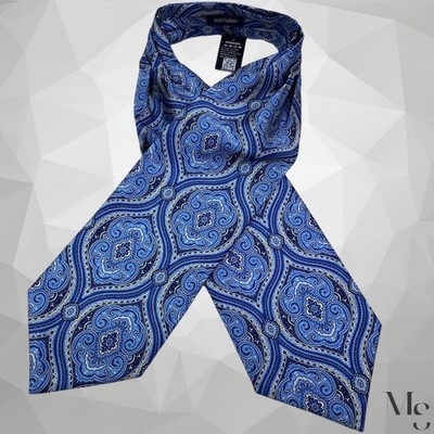 HISDERN Blue Paisley Luxury Silk Ascot Cravat NWT