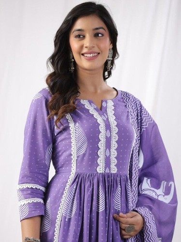 Indian Pakistani Top Tunic Kurti Pant Dupatta Set Beautiful Designer Salwar Suit - Picture 2 of 5
