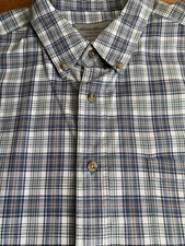 Eddie Bauer Mens Btn Dn Wrinkle Free Classic Fit Shirt Blue Plaid Sz 2XL B51