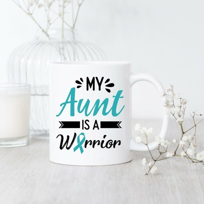 Ovarian Cancer Aunt Warrior Mug Ovarian Cancer Mug Ovarian Cancer Gift Ovarian