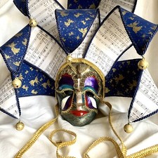 Christmas Venetian Jester Mask Masquerade Mardi Gras Handmade 16