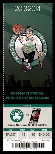 Boston Celtics vs. Boleto Trail Blazers 15 de noviembre de 2013 - Damian Lillard - Imagen 1 de 2