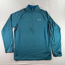 Under Armour Quarter Zip Pullover Mens Medium Blue Lightweight Loose HeatGear