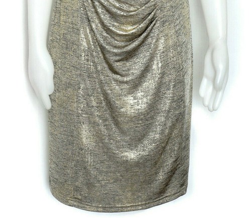Metallic Gold Clubwear Dress Special Occasion Cap Sleeves Cartise Size 6 - Picture 3 of 12