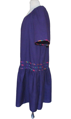 Vintage MuuMuu Caftan Dress Medium Women Down Side Up Purple Cotton Blend - Picture 2 of 5