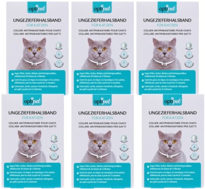 Optipet 6x Ungezieferhalsband Katzen gegen Flöhe Zeckenhalsband Mücken Milben