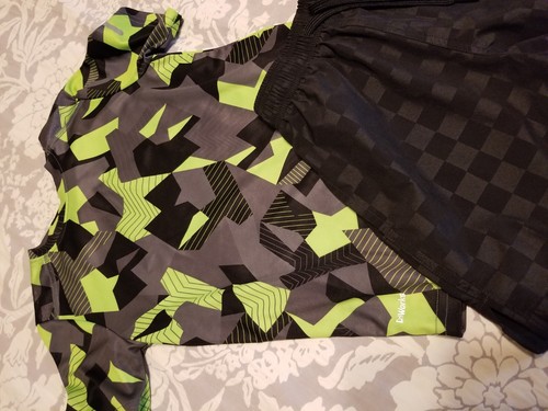 Boys Kids Soccer Shorts and Shirt Athletic Works Size 8 Medium Green Black - Picture 3 of 7