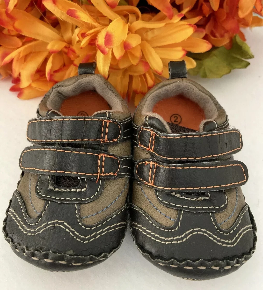 Koala Kids Infant Baby Sneakers Shoes Brown Orange Boys Sz 2 SALE