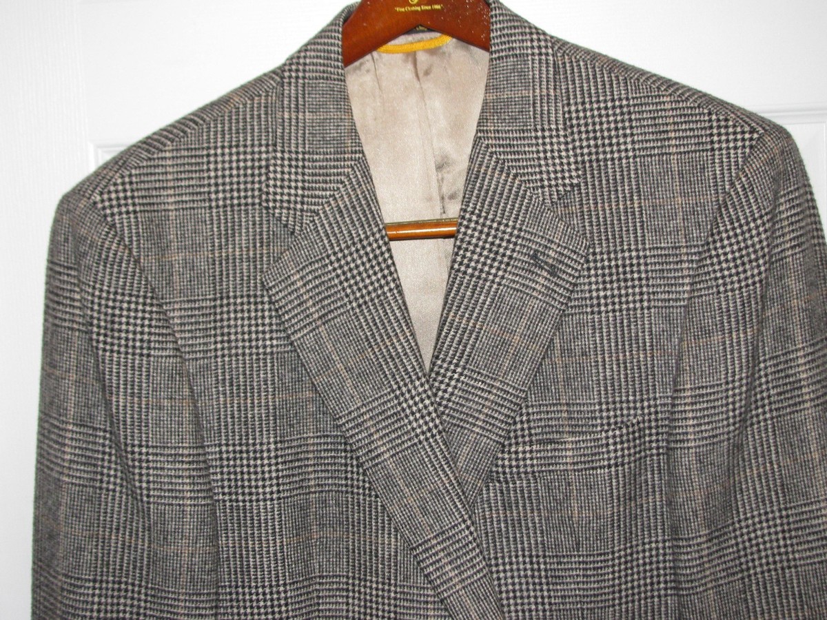 Grant Thomas Lord & Taylor Mens Plaid Blazer Sport Coat 100% Camel Hair 42 R View 2
