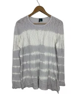 Left of Center Anthropologie Thermal Tunic Long Sleeve Tie Dye Gray White Medium