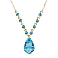 11.5 CTTW 14K Solid gold 18" fine All That Glitters Blue Topaz Necklace