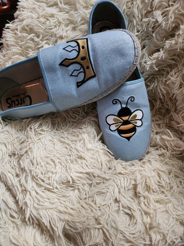 Women's Circus By Sam Edelmen Loafers, Size 11 Baby Blue With Embroidery - Picture 2 of 4