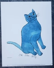 Andy Warhol Blue Cat One Blue Pussy charming bright blue animal portrait POP Art